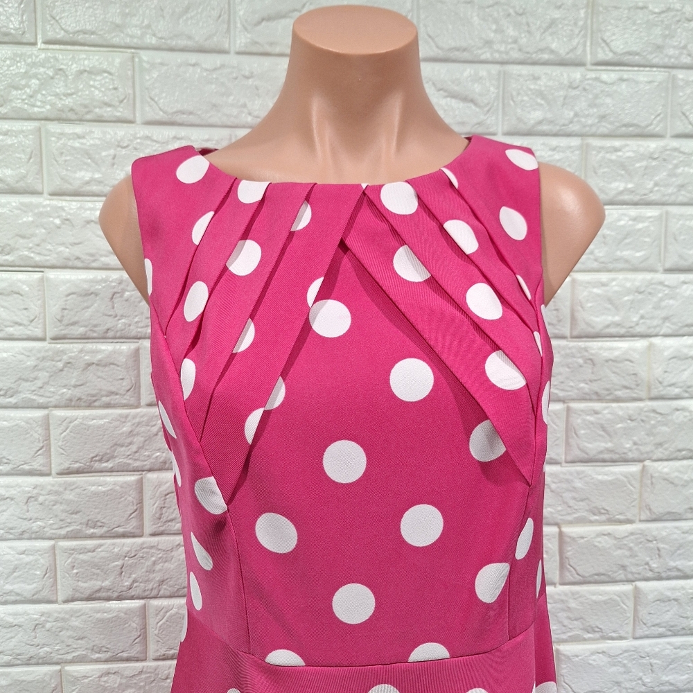 DB Pink and White Polka Dot Sleeveless Dress - Picture 2 of 10